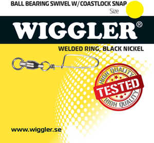 Bild på Wiggler Ball Bearing Swivel With Coastlock Black Nickel (1-2 pack) #1 / 15kg (2 pack)